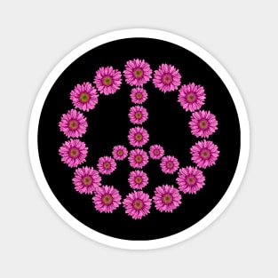 Pink flowers peace symbol Magnet